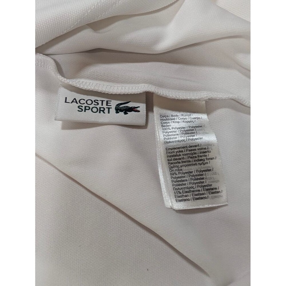 Lacoste Sport Ultra Dry Mens XL FR6 Polo Shirt White Green Colorblock Tennis - Picture 5 of 9